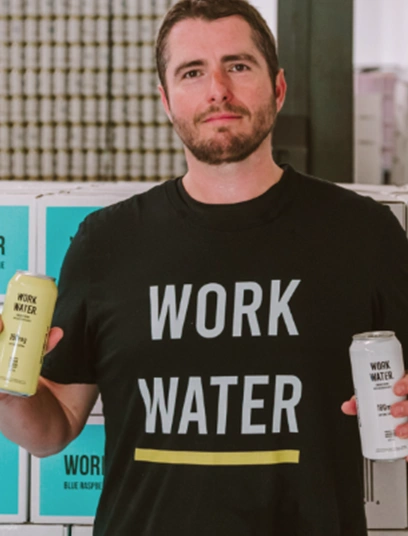 Work Water founder with product